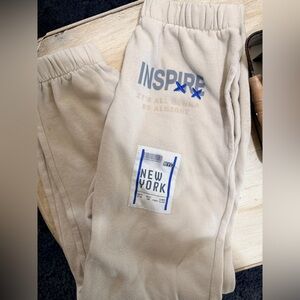 Vintage Havana Cream Sweatpants with Blue Graphic